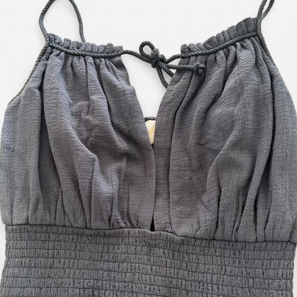 Jen’s Pirate Booty x Free People Love Street Charcoal Ruched Boho Top cotton S - Picture 6 of 7